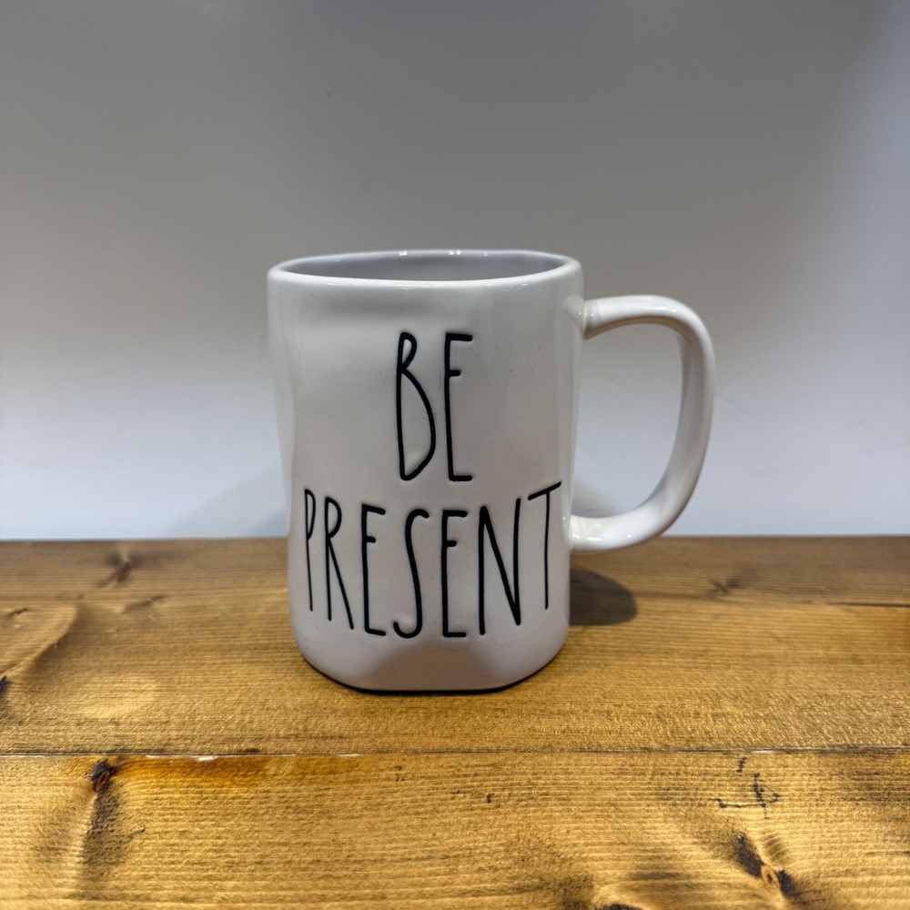 Rae Dunn Be Present Ceramic Coffee Mug Artisan Collection by Magenta White Black